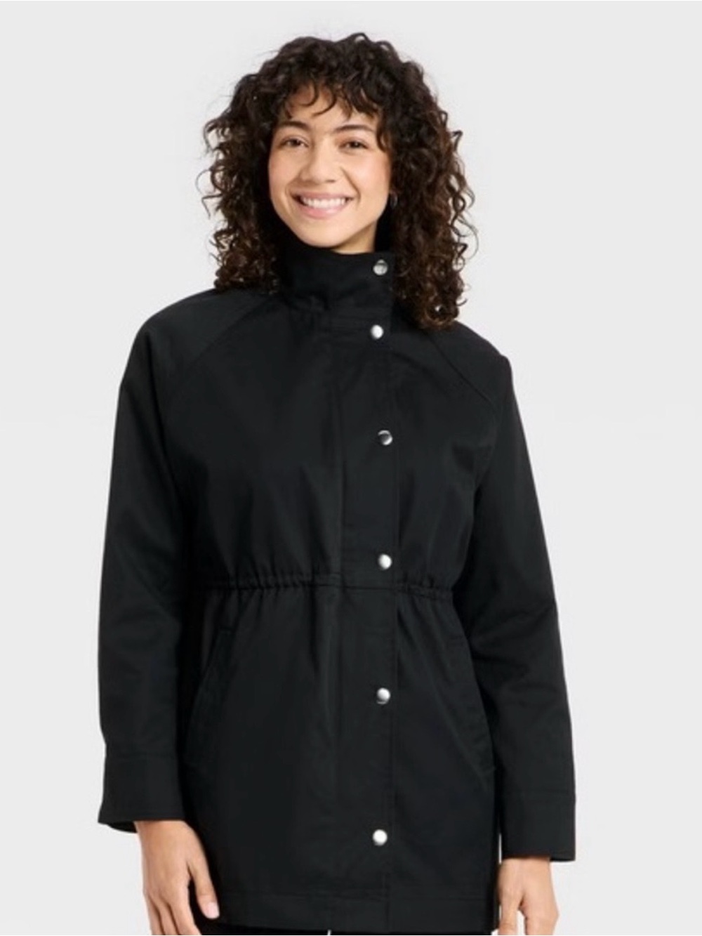 🌟 BNWT Black High-Collar Trench Coat
